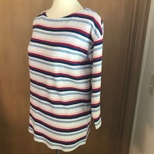 JJill striped 3/4 sleeve textured top small nwot